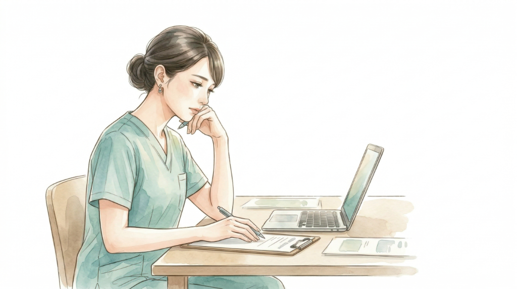 悩む看護師のイラスト